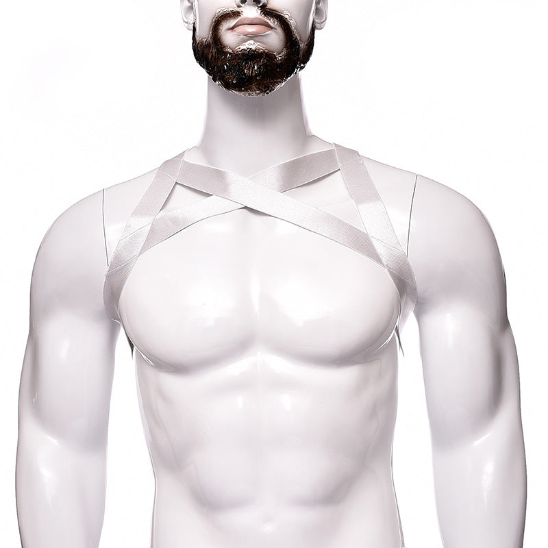 Image of Men’s Strong Nylon Body Chest Harness Belt Shoulder Support Suspender Strap Club Wear Costumes - white / One size